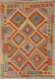 South-western Reversible Kilim Hand woven Area Rug 5'x7' Geometric Oriental Rug