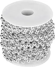QANYEGN 8mm Silver Bead Hanging String, Silver Plastic Beads On String, Silvery Hanging Beads Garland for Christmas Decoration Wedding Party (10 Meter/RollSilver)