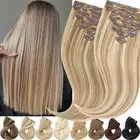 Thick Double Wefted Clip In Real Human Remy Hair Extensions Highlights Full Head