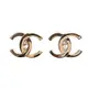 CHANEL 經典大雙C LOGO寶石鑲飾穿式耳環(金色)
