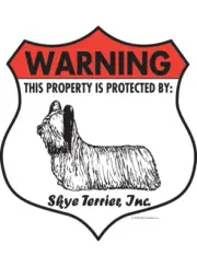 Warning! Skye Terrier - Property Protected Aluminum Dog Sign - 7" x 8" (Badge)