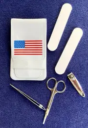 American Flag Patriotic Pocket Manicure Set / Clipper, Scissors, Tweezers, Files