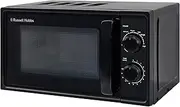 Russell Hobbs 17L Small Microwave Black Manual Textures 700W with 5 Power Levels & 30 min Timer, Defrost Function & Easy Clean, RHM1725B