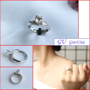 【GU鑽石】A63女友生日禮物求婚訂婚戒擬真鑽銀戒指鋯石戒指GresUnic Apromiz 80分鑽戒 女戒