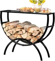 Firewood Holder，Firewood Rack Outdoor， New Firewood Rack with Table Top, Wood Rack, Camping Fire Pit Firewood Holder, Floor-Standing Table(W120cm(47 1/4") x H100cm (39 3/8"))