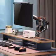 XL Walnut Wood Monitor Stand for Desk (44 Inch) Large Monitor Stands for 2 Monit