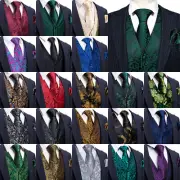 Formal Casual Mens Waistcoat Wedding Paisley Solid Vest Fashion Tops Suit Tuxedo