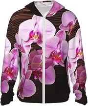 [LHBWCVN] UPF 50+ Light Jacket Full Zip Sun Protection Hoodie for Women Men Long Sleeve Orchid Flower Sun Shirts