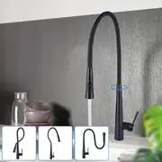 ACA Kitchen Mixer Tap Black Swivel DIY Flexible Rubber Spout Laundry Sink Tall Faucet