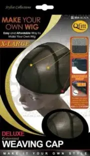 Qfitt Deluxe Customized Weaving Wig Cap Mesh Net Wire Flex XL #551 Black