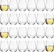 [Argon Tableware] 24x 360ml Stemless Wine Glasses Set - 'Corto' Range - Medium Dishwasher Safe White Red Wine Glasses Set for Restaurant, Hen Party, Celebrations