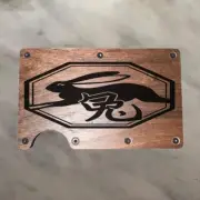 Wood Wallet Minimalist Laser Engraved with Year of the Hare
