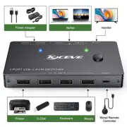 4K HDMI KVM Switch 2 Port USB 2.0 DP KVM Switch Dual Monitor Computer Control