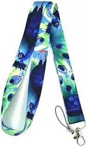 Peacock Blue Green Bird Feathers 17.7" Lanyard Keychain ID Holder NEW @ USA