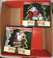 2 Vintage Coca-Cola Polar Bear Collection Christmas Ornaments - 1998