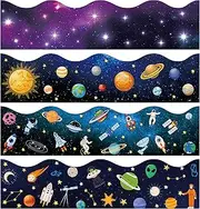 118Ft Outer Space Bulletin Board Borders Galaxy Scalloped Border Stickers Night Sky Bulletin Borders Back to School Decoration Border for Classroom Office Chalkboard Wall Decor