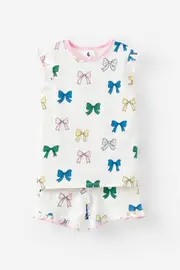 [Cotton On Kids] Cotton On Kids - Stacey Short Sleeve Flutter Pyjama Set - Vanilla/bows 6 VANILLA/BOWS
