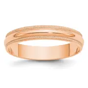 Solid 10K Yellow Gold Rose Gold 4mm Light Weight Milgrain Half Round Men's/Women's Wedding Band Ring Size 6