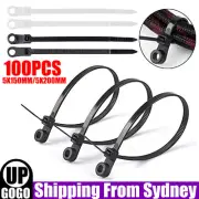 100PCS Nylon Cable Wire Zip Ties Mounting Hole Nail Screw Self locking Strap AUS