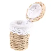 1:12 Scale Dollhouse Miniature Bamboo Basket With Lid Storage Accessories