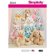 Simplicity Sewing Pattern 8044 Two Pattern Piece Stuffed Animal One Size Uncut