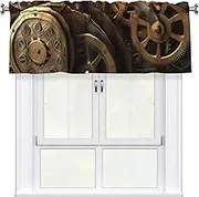 LHBWCVN Cool Steampunk Gears Valances for Windows, Rod Pocket Window Treatment Drapes Farmhouse Kitchen Curtains Short Blackout Window Curtains for Living Room Bedroom Decor 54x18 Inch