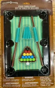 Pool Table Game Mini With Cues Legs Triangle Table & 16 Balls Classic Games NEW