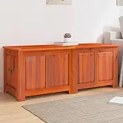 Large Storage Chest with Lid in Brown Solid Acacia Wood – 60kg Capacity, 150x55x57cm, Versatile for Bedroom, Living Room, Toy Trunk, Blanket Box, Bench Use