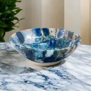 "Handcrafted Blue Agate Sink – Natural Stone Vessel Basin for Countertop Decor"