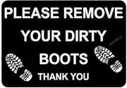 [JINKAIRUI] Please Remove Your Dirty Boots Thank You Metal Sign Muddy Work Shoes Wipe 6"x8"