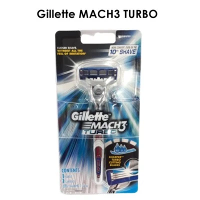 Gillette MACH3 TURBO Sharper Cutting Blades Razor Handle Cartridge Closer Shave