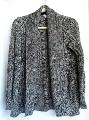 Anthropologie Cardigan Sweater Womens XS Gray Shawl Collar Open Front Cotton