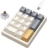 Mechanical Number Pad,Hot Swappable Numpad Wired USB 17 Keys Keypad White Backlit Numeric Keypad with PBT Keycaps for Laptop PC Compact Keyboards (Retro Beige, Brown Switch)