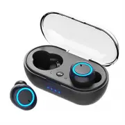 Mini TWS Wireless Bluetooth 5.0 Touch 9D Stereo Earbuds In-Ear Sports Headphones With Mic - Black blue