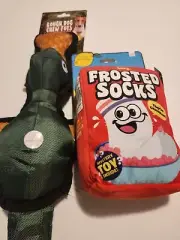Bark Box Frosted Socks Squeaker Plush Large Dog Toy.