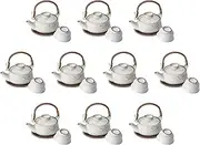 Set of 10 White Pine Needles Cutting Flat Dobins [10.5 x 5.3 cm (250cc)] | Earthenware Bottle Mushi Made in China Setomonohonpo
