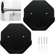 Shower Curtain Rod Holders 2 Pack Strong Adhesive Tension Rod Brackets with Screws for Bathroom Rod Closet Pole Wall Mounted Options, Dalyndar Plastic Black Hexagonal Design