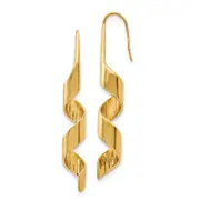 Stainless Steel Chisel Polished Yellow Ip-Plated Swirl Shepherd Hook Earrings