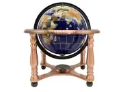 10" Tall Blue Copper Zinc Alloy 4leg table stand Gemstone World globe Map