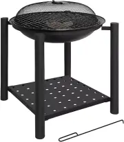 Fire Pit, 26In Fire Pits for outside Wood Burning Firepit BBQ Grill Steel Fire B
