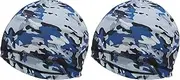 [X AUTOHAUX] Cycling Hat Sweat Wicking Breathable Hard Hat Liner Milk Silk Fabric Ice Feeling Aid Sapphire Blue 24x19cm One Size 2 Pcs