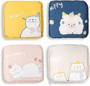Sanitary Napkin Storage Bag,Portable Sanitary Napkin Storage Pouch Pack of 4 Reusable Menstrual Cup Pouch with Zipper 4.7 * 4.7 inches Teen Feminine Products Bag for Girls,Women,Ladies（Sheep）