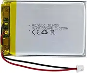 DC 3.7V 550mAh 303450 Rechargeable Lithium Polymer Battery, Suitable for DIY 3.7-5V Electronic Products with Built-in 2-Wire Battery Replacement and LED Lights