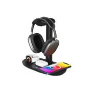 Wireless Charging Station 4-in-1 Qi Fast Charger Charging Dock Stand for iPhone Samsung Galaxy -Black
