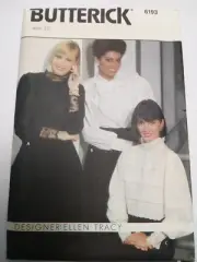Blouse Top Standing Collar 12 Butterick 6193 Sewing Pattern VTG 80s Dressy Lace