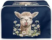 [Talayituse] Alpaca Daisy Print 4 Slice Toaster Covers Dust Protection Bread Maker Covers Toaster Oven Cloth Cover Kitchen Accessories Washable Appliance Cover with Handle