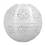 3 white paper lace pattern lanterns 8" diameter wedding party decorations