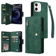 Willow Buckle Zipper Wallet Phone Purse Case With Straps for Iphone-Green