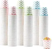 Tamone 600 Pack 3 oz Paper Cups - Small Bathroom Cups, Mini Wave Design Disposable Cups, Pink, Green, Blue - Mouthwash Cups for Valentine's, Picnic, BBQ, Travel, Home, Event