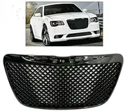 Front Bumper Grill Mask Radiator Grille Compatible For Chrysler 300C 2011-2014 Racing Grills Car Exterior Accessories(Style 2 black)
